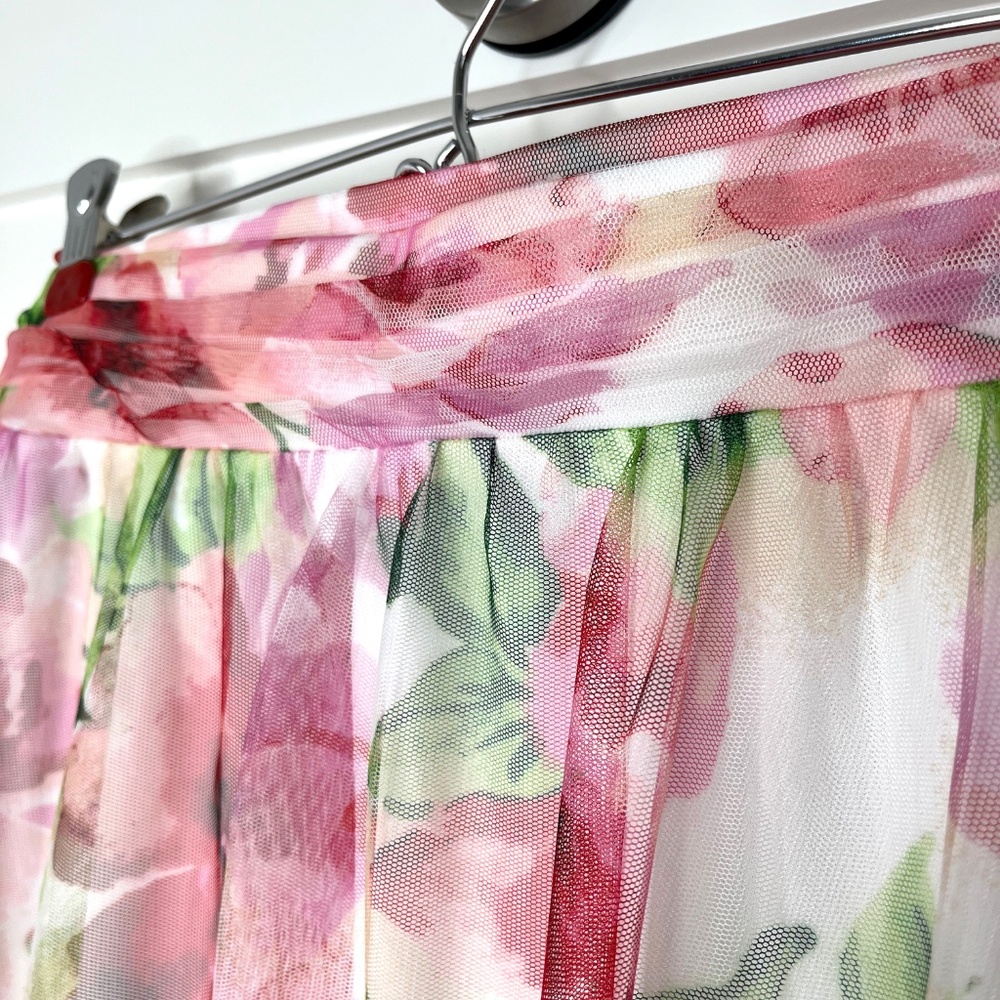 Whimsigoth Tulle Layered Floral Midi Skirt - Picture 5 of 9